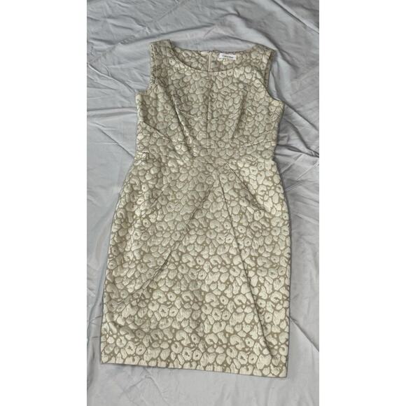 Calvin Klein‎ Women’s Sleeveless Beige White Dress Size 6 - Picture 1 of 7